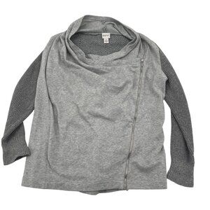 Zenergy By Chicos sz 1 Med Women's Lightweight Gray Pullover‎ Sweater Asymmetric